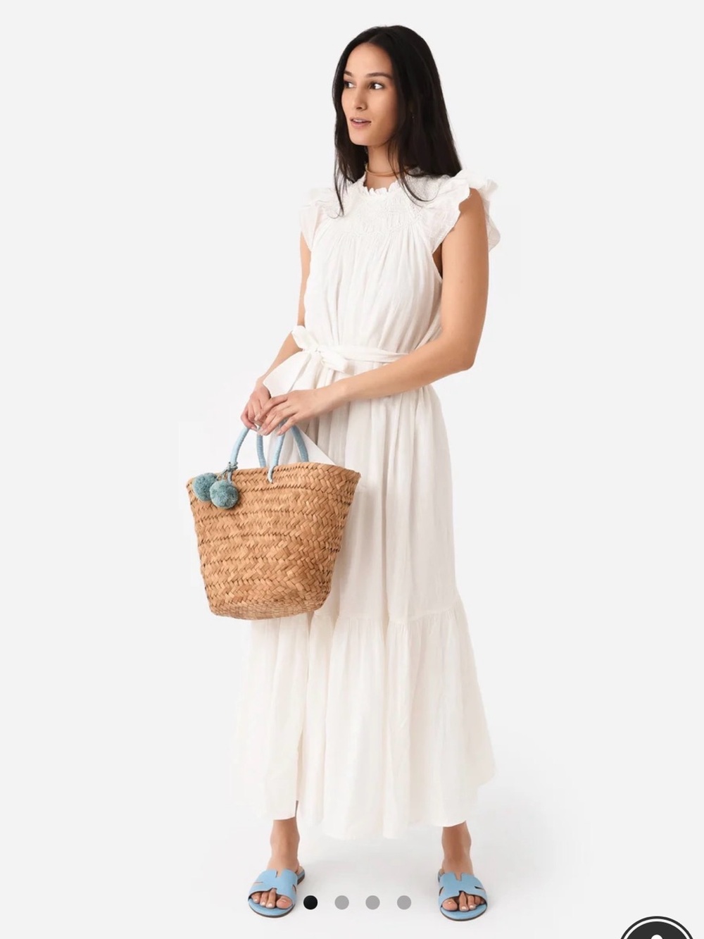 Cleobella Malta White Ruffled Maxi Dress with Tie Waist